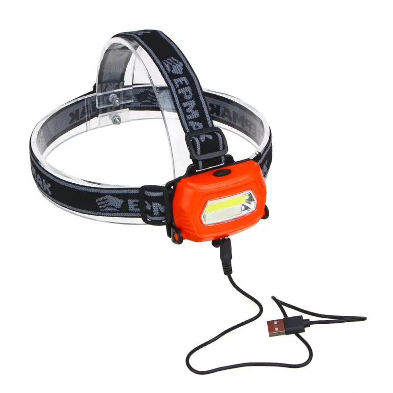 Фонарь налобный тм ЕРМАК, 1 COB, 200мАч, USB, 8х4см, пластик, 3 режима