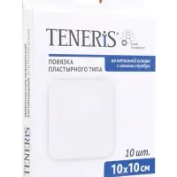 Лейкопластырь бактерицидный с серебром TENERIS, нетканая основа, 10&times;10 см, 10 шт.