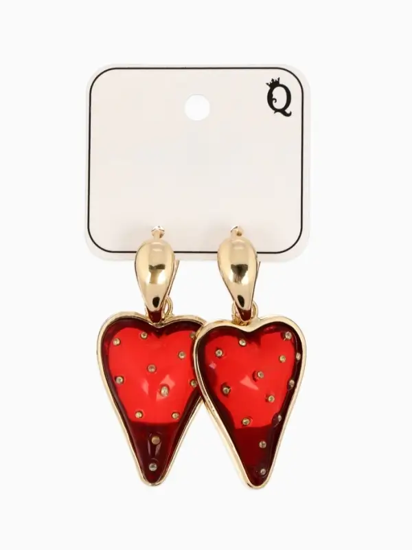 Серьги ассорти &laquo;Клубника-сердце&raquo;, красные в золоте