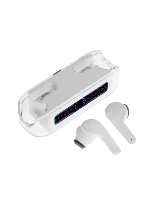 Наушники беспроводные KM12, TWS, вкладыши, Bluetooth 5.0, 30/200 мАч, белые в прозрачном кейсе
