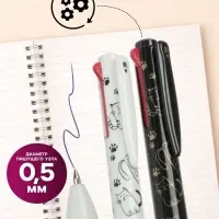 Набор шариковых ручек, 2 штуки, автоматические, 4-цветная, белый и чёрный корпуса, с рисунком