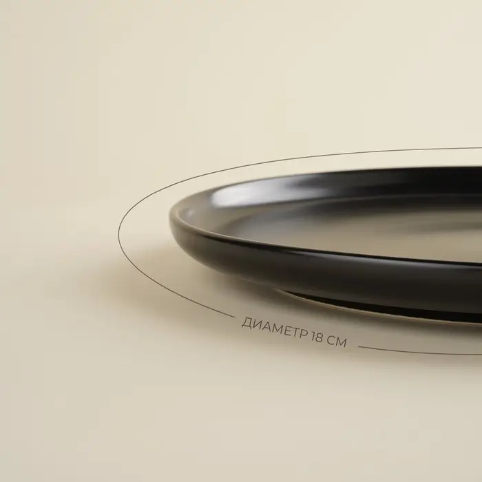 Тарелки SL Home &laquo;Дарк&raquo;, d=18 см, набор 2 шт., фарфор, чёрные