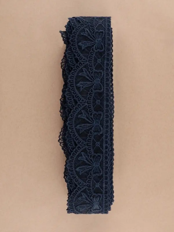 Кружево на сетке, 55 мм, 11&plusmn;1 м, тёмно-синее