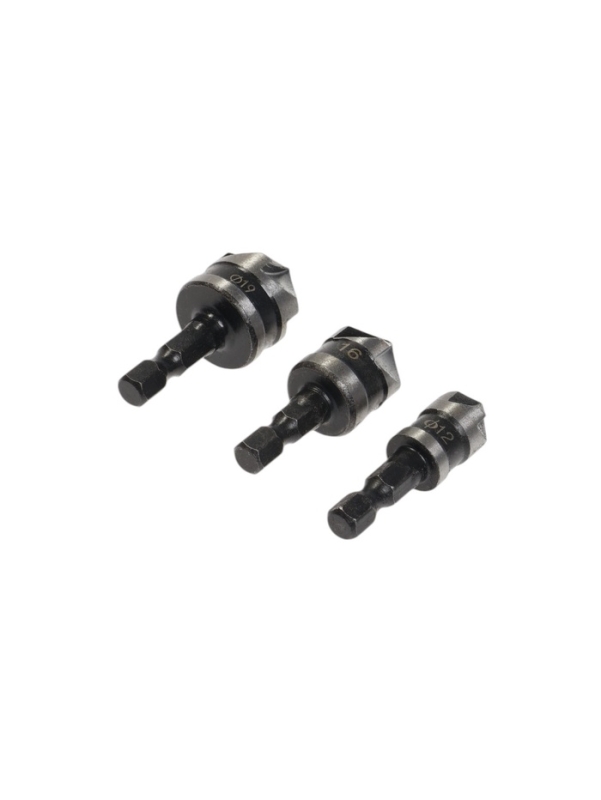 Набор зенкеров ТУНДРА, 12, 16, 19 мм, по дереву, пластику, цветным металлам, 3 шт. Набор зенкеров ТУНДРА, 12, 16, 19 мм, по дереву, пластику, цветным металлам, 3 шт.