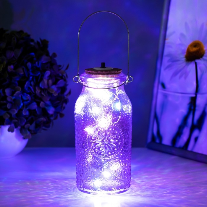 Ночник Ночник "Деллос" LED от батареек фиолетовый 7х7х17,5 см RISALUX