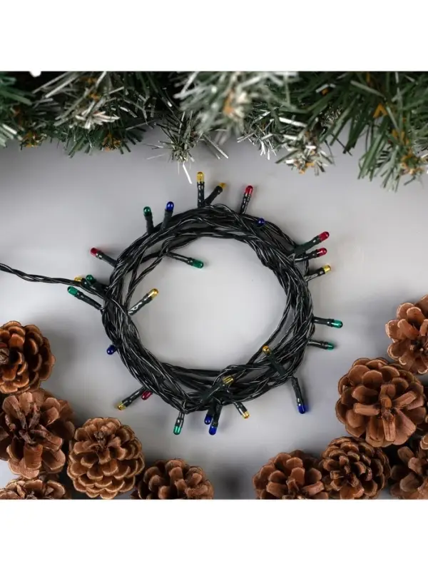 Гирлянда &laquo;Нить&raquo; 3 м, IP20, тёмная нить, 30 ламп, 8 режимов, 220 В, свечение мульти