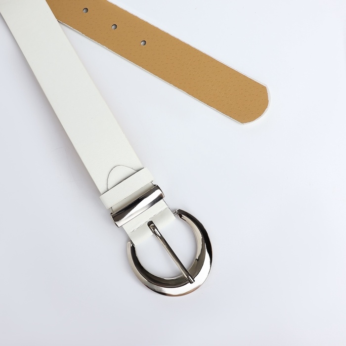 Ремень женский, ширина 3,3 см, винт, пряжка металл, цвет белый Ремень женский, ширина 3,3 см, винт, пряжка металл, цвет белый