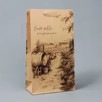 Пакет подарочный под две бутылки, упаковка, Winery, 35&times;20&times;9 см
