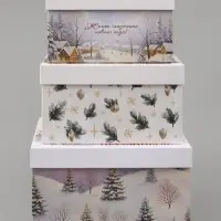 Коробка подарочная новогодняя 3 в1, набор &laquo;Уютного праздника!&raquo; 18&times;18&times;10 - 22&times;22&times;12 см