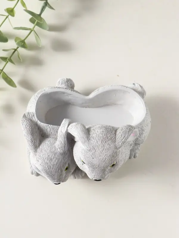 Подставка для мелочей &laquo;Кролики&raquo; 8&times;13&times;10 см, серый, гипс