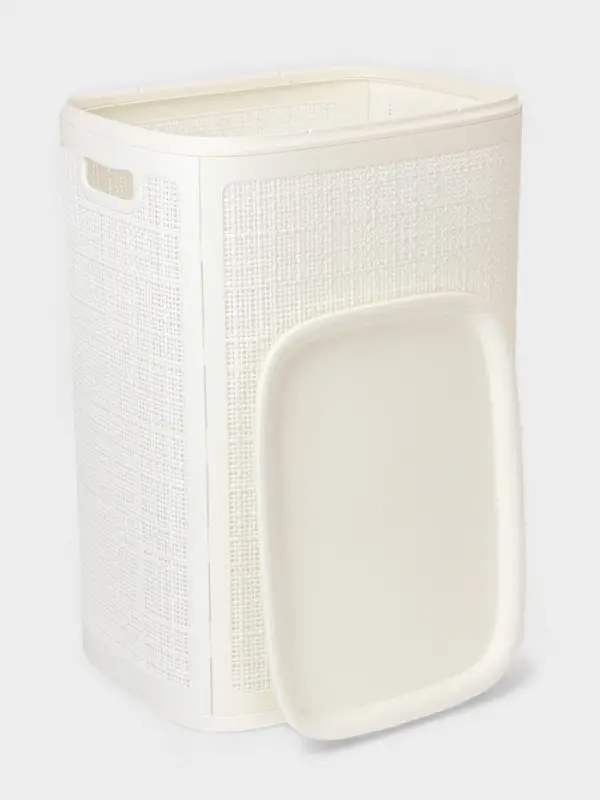 Плетёная корзина для белья с крышкой Плетёная корзина для белья с крышкой "Лён" 75л 43×32×60см, цвет белый