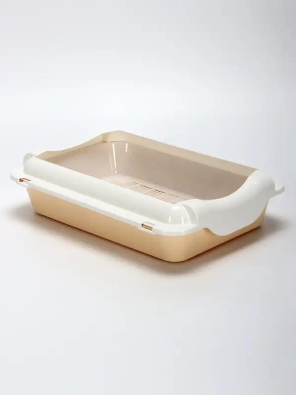 Туалет средний с бортом и сеткой 36&times;26&times;9, см, лоток бежевый, сетка и борт белые