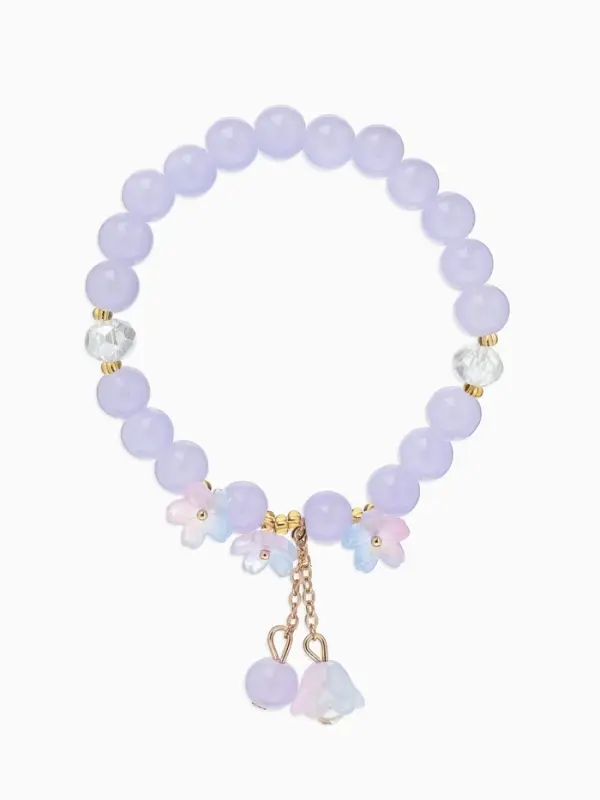 Браслет "Цветы Незабудки" шар №8, цвет фиолетовый