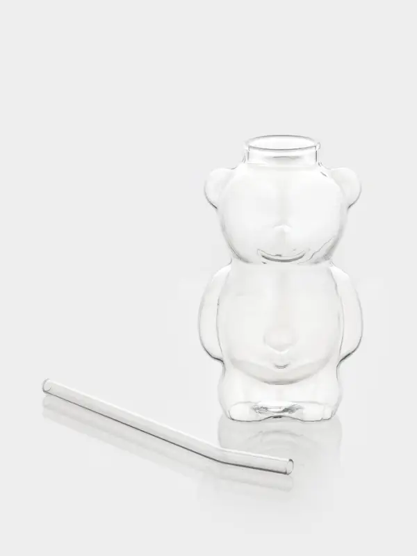 Стакан с трубочкой ToyBear, 340 мл, 9&times;14 см, стекло, прозрачный