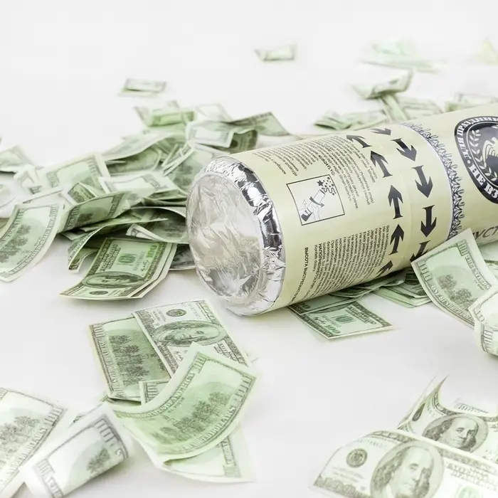 Хлопушка пневматическая  Хлопушка пневматическая "Деньги, Доллары"  (16/40 см)