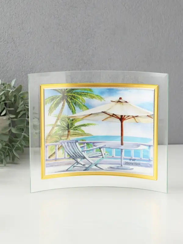 Фоторамка стекло 15х20 см "Золотой кант" горизонталь 23,5х20,5 см