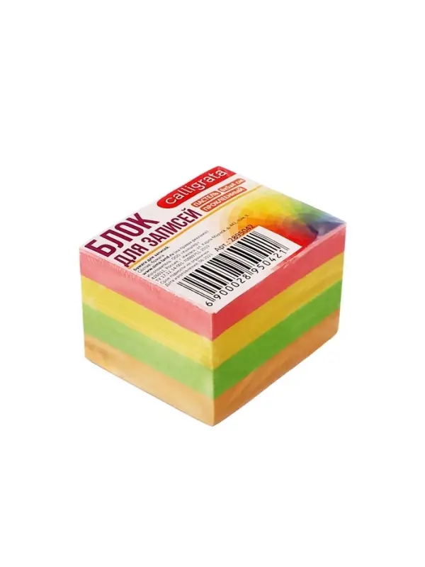 Блок бумаги для записей Calligrata, на склейке, 6&times;5&times;4 см, 80 г/м&sup2;, цветной, пастель