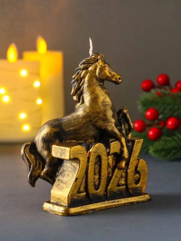 Декоративная свеча "Лошадь 2026" (бронза), 145 г