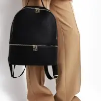 Рюкзак женский на молнии, с карманами, размер 27&times;10&times;34 см, чёрный