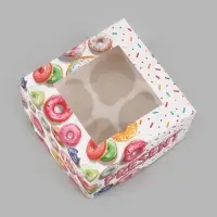 Коробка подарочная для 4 капкейков &laquo;Подарок&raquo;, 16&times;16&times;10 см, с окном