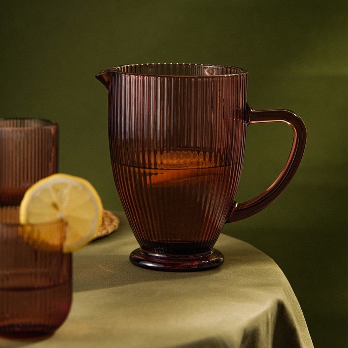 Кувшин для воды стеклянный SL Home «Модерн», 1,2 л, 19,5×13×18,5 см, цвет розовый Кувшин для воды стеклянный SL Home «Модерн», 1,2 л, 19,5×13×18,5 см, цвет розовый