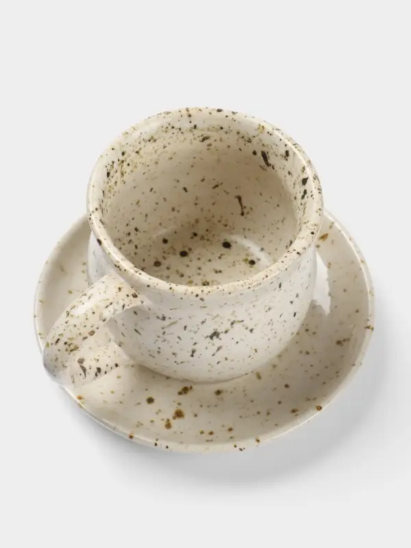 Чашка с блюдцем &laquo;Камень 1&raquo;, 13&times;13&times;9 см, керамика, бежевая в крошку