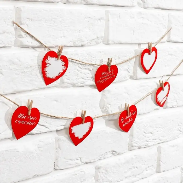 Гирлянда, интерьерное украшение &laquo;Моей половинке&raquo;, 7 штук, 7&times;7 см