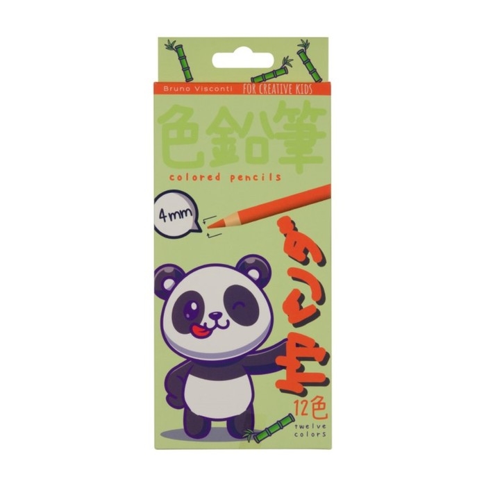 Карандаши цветные 12 цветов, BrunoVisconti KAWAII ANIMALS, грифель 0,4 мм, пластиковый корпус, МИКС Карандаши цветные 12 цветов, BrunoVisconti KAWAII ANIMALS, грифель 0,4 мм, пластиковый корпус, МИКС