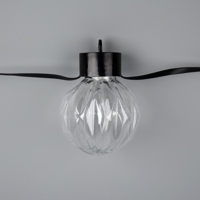 Умная гирлянда «Нить» 6 м с насадками «Рифленые шарики», IP20, тёмная нить, 20 LED, свечение RGB, USB Умная гирлянда «Нить» 6 м с насадками «Рифленые шарики», IP20, тёмная нить, 20 LED, свечение RGB, USB