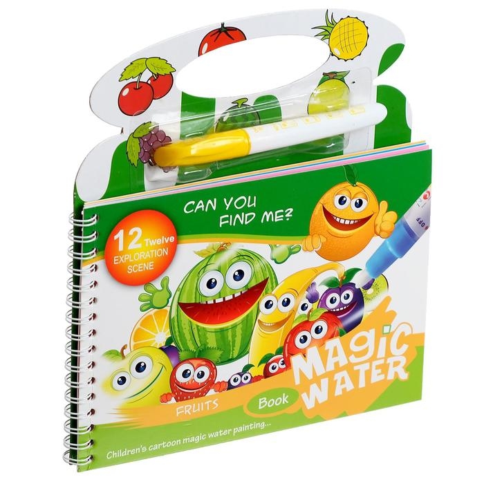 Книжка для рисования водой «Фрукты», с маркером Книжка для рисования водой «Фрукты», с маркером