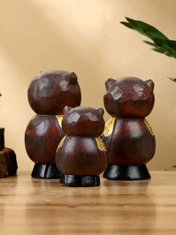 Набор сувенирный "Совята" дерево H 14, 12, 10 см, цв. коричневый