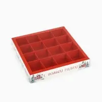 Коробка под 16 конфет новогодняя с ячейками &laquo;Снежные домики&raquo;, 19&times;19&times;3 см