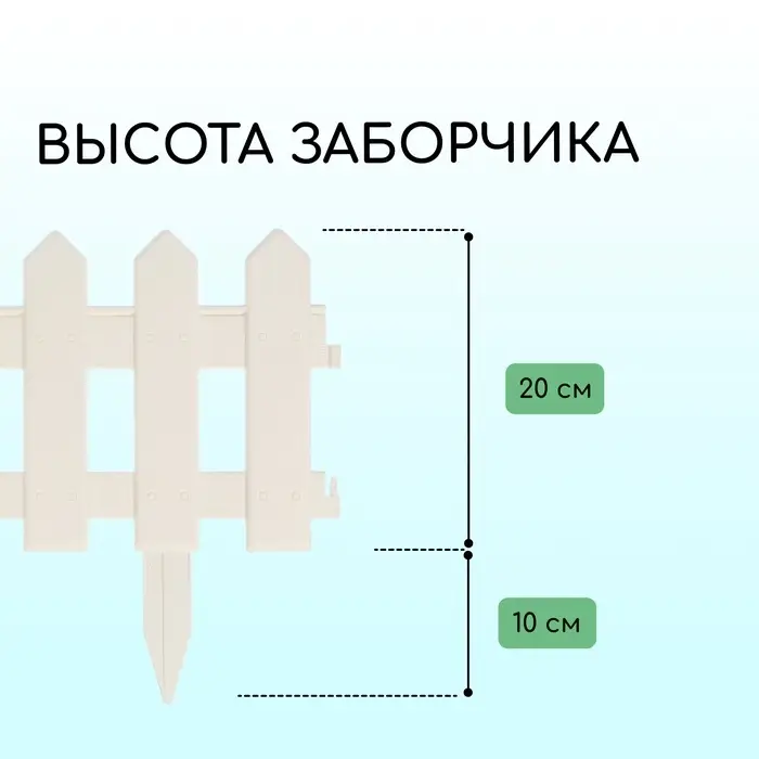 Ограждение декоративное, 30&times;196 см, 4 секции, пластик, белое, &laquo;Палисадник&raquo;