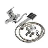 Смеситель для ванны ZEIN Z2245, короткий излив, картридж 35 мм, с душевым набором, хром