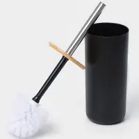 Аксессуары для ванной комнаты SAVANNA &laquo;Вуди&raquo;, 6 предметов, мыльница, дозатор, 2 стакана, ёршик, ведро, чёрные