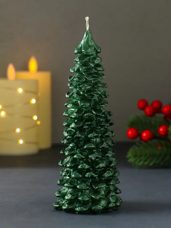 Свеча "Ель большая" 160х60 мм лак, зеленая