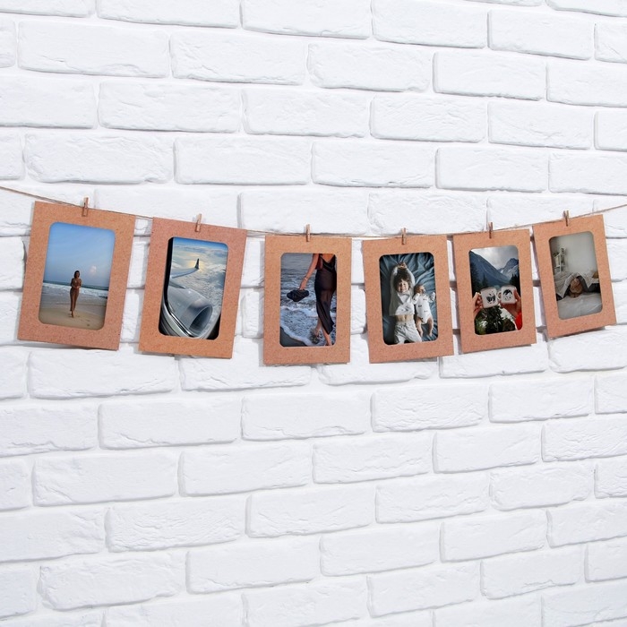 Гирлянда для фотографий с прищепками «Крафт», 6 шт. Гирлянда для фотографий с прищепками «Крафт», 6 шт.