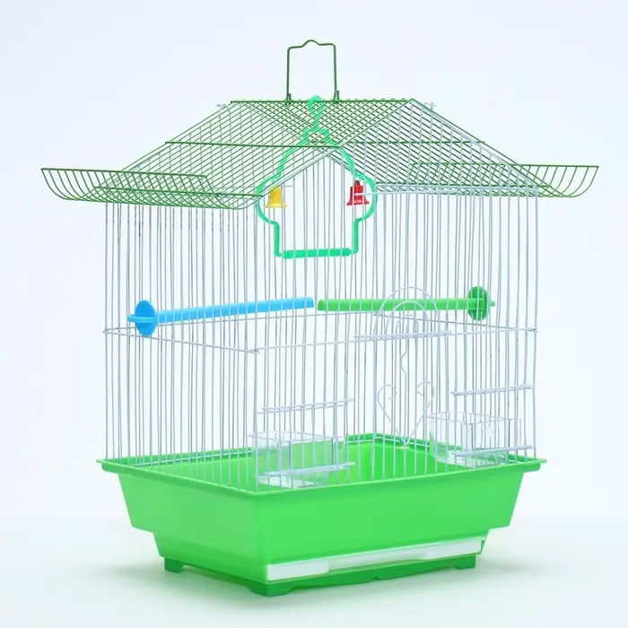 Клетка для птиц укомплектованная Bd-1/1d, 30&times;23&times;39 см, зелёная