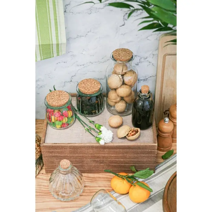 Набор баночек для специй Доляна &laquo;Парфе&raquo;, 200 мл, 7.4&times;8 см, с пробковой крышкой, 12 шт., стекло