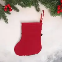 Мягкая подвеска "Носок - олень с бабочкой" 13х17 см, красно-зелёный