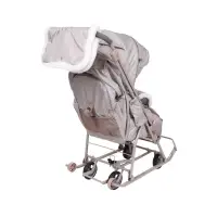 Санки - коляска «Наши детки 6», чехол для ног, муфта, сумка, бежевый