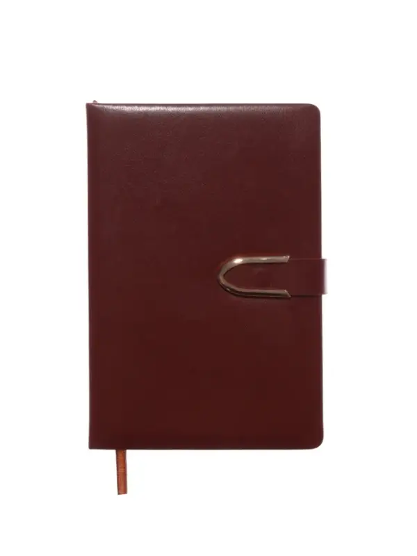 Ежедневник недатированный формат А5, с хлястиком, 112л, линия, пвх, Коричневый