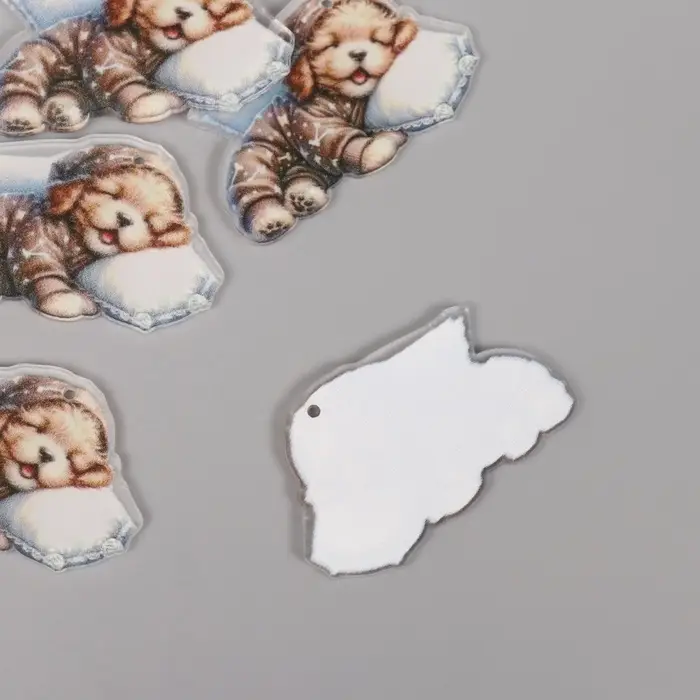 Декор для творчества акрил Декор для творчества акрил "Щеночек в пижамке сладко спит на подушке" 2,5х4,5х0,2 см