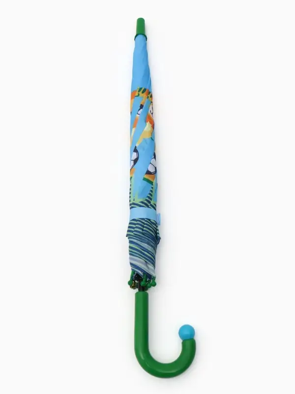 Зонт - трость детский &laquo;Животные&raquo;, полуавтоматический, R=43/50 см, d=86 см, голубой