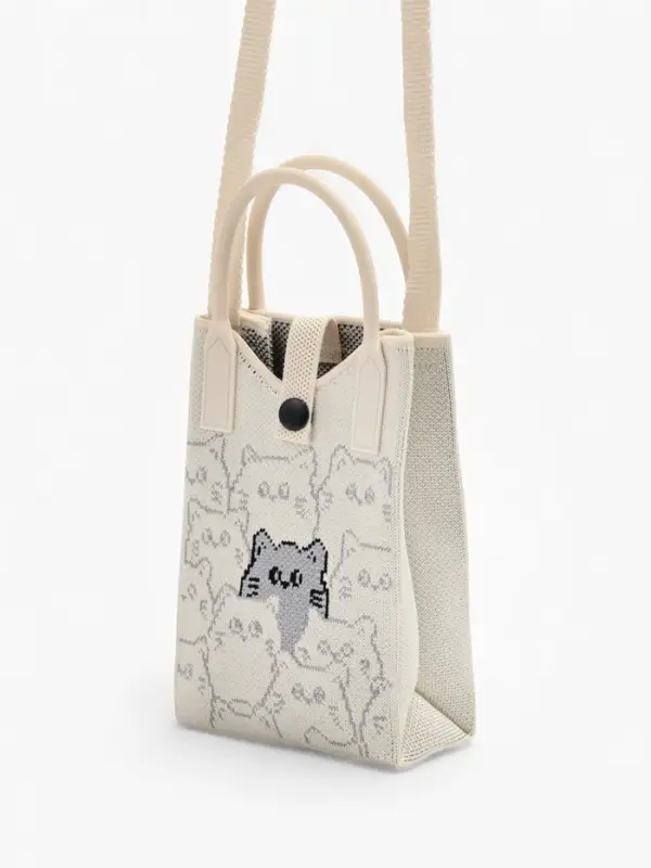 Сумка подр Коты, 12*4*17, отд на кнопке, дл ремень, белый Сумка подр Коты, 12*4*17, отд на кнопке, дл ремень, белый