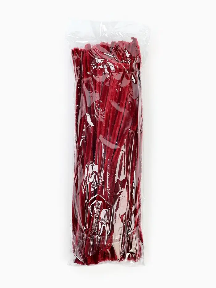 Синельная проволока, набор 100 шт, размер 1 шт 30х0,8 см, цвет бордовый