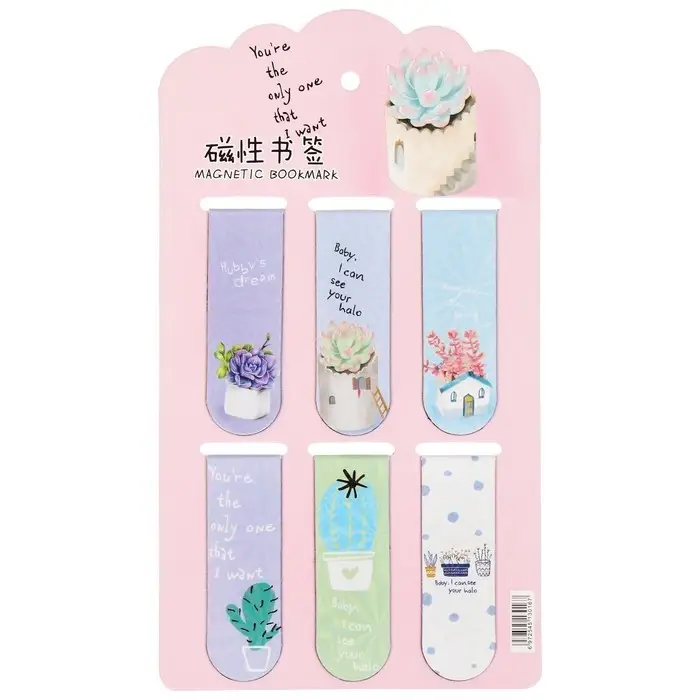 Набор магнитных закладок для книг Calligrata 6 штук, "Растения", МИКС