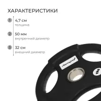 Диск олимпийский ONLYTOP, обрезиненный, с тройным хватом, 10 кг, d=50 мм