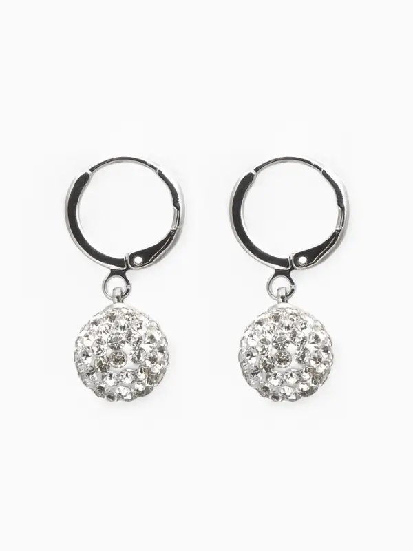 Серьги со стразами &laquo;Шамбала&raquo; сияние, белые в серебре