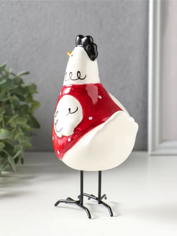 Сувенир керамика "Курочка красная в белый горошек" 9,7х8,2х17,4 см